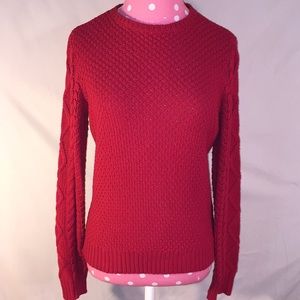 Lauren R Lauren Petite Sz P/M red knit sweater